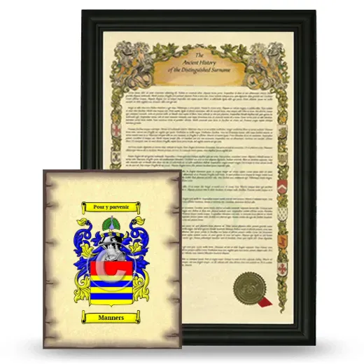 Manners Framed History and Coat of Arms Print - Black
