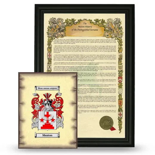 Manton Framed History and Coat of Arms Print - Black