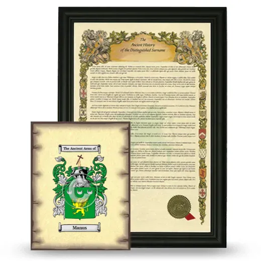 Manus Framed History and Coat of Arms Print - Black