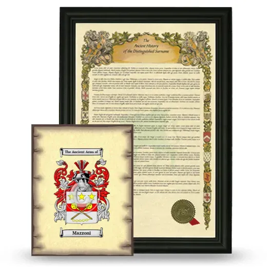 Mazzoni Framed History and Coat of Arms Print - Black