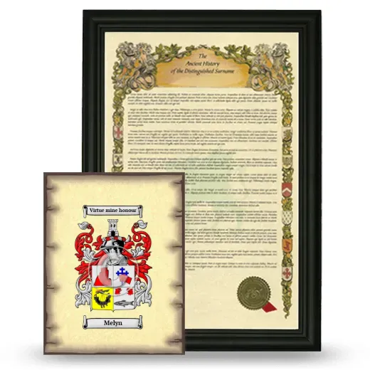 Melyn Framed History and Coat of Arms Print - Black