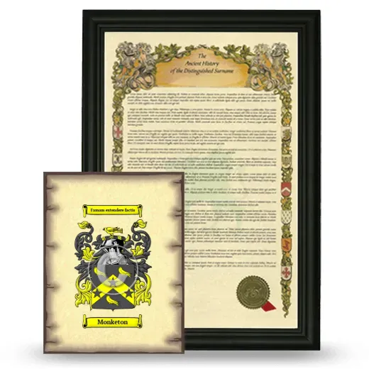 Monketon Framed History and Coat of Arms Print - Black
