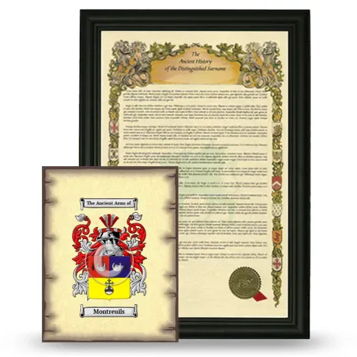 Montreuils Framed History and Coat of Arms Print - Black
