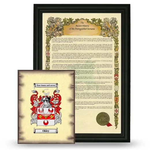 Okley Framed History and Coat of Arms Print - Black
