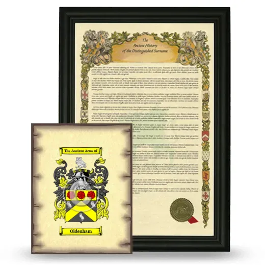 Oldenham Framed History and Coat of Arms Print - Black
