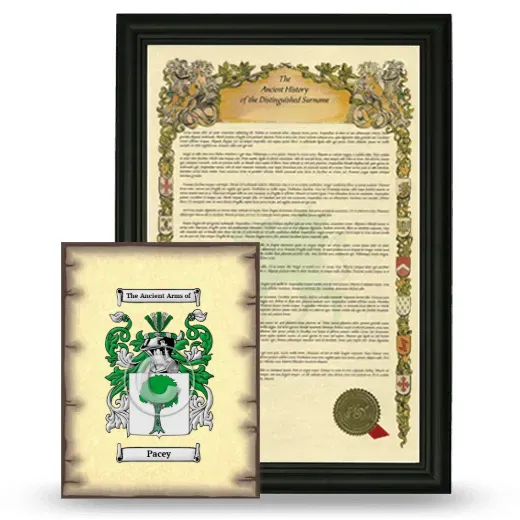 Pacey Framed History and Coat of Arms Print - Black