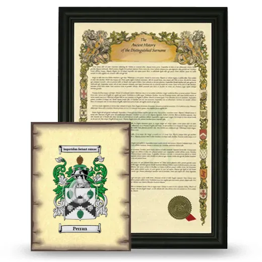 Perran Framed History and Coat of Arms Print - Black