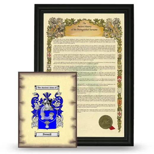 Peveril Framed History and Coat of Arms Print - Black