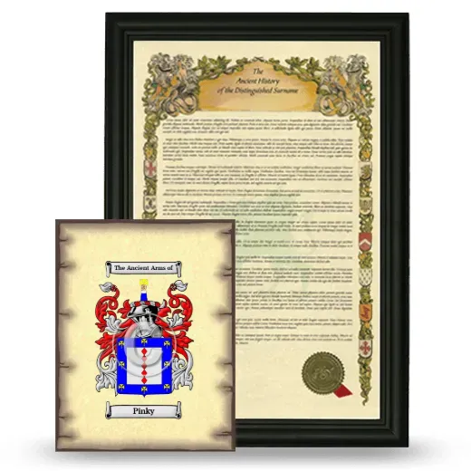 Pinky Framed History and Coat of Arms Print - Black
