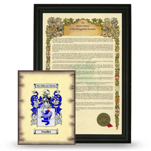 Pouillet Framed History and Coat of Arms Print - Black