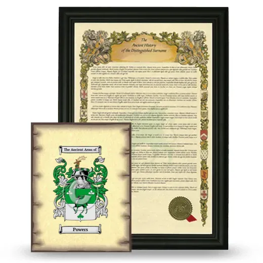 Powers Framed History and Coat of Arms Print - Black