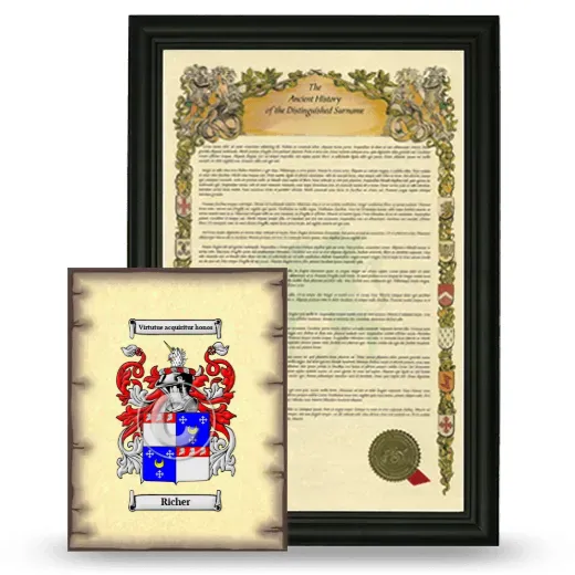 Richer Framed History and Coat of Arms Print - Black