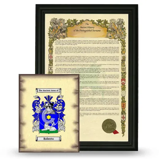 Roberto Framed History and Coat of Arms Print - Black
