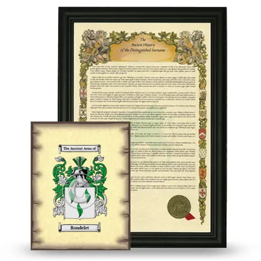 Rondelet Framed History and Coat of Arms Print - Black