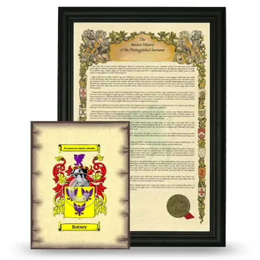 Rotney Framed History and Coat of Arms Print - Black