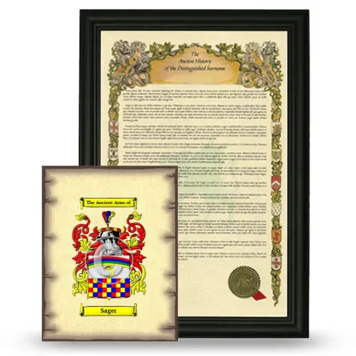 Sager Framed History and Coat of Arms Print - Black
