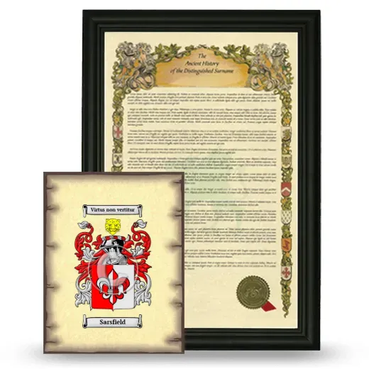 Sarsfield Framed History and Coat of Arms Print - Black
