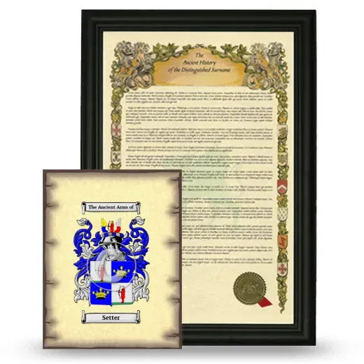 Setter Framed History and Coat of Arms Print - Black