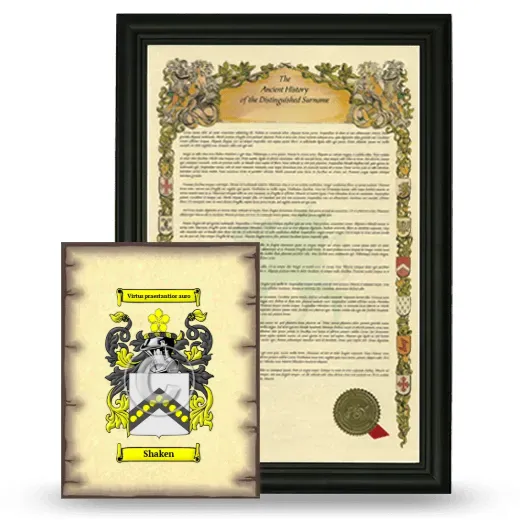 Shaken Framed History and Coat of Arms Print - Black