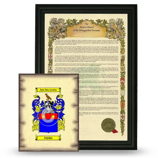 Stjohn Framed History and Coat of Arms Print - Black