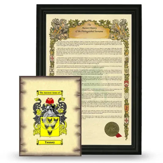 Tannay Framed History and Coat of Arms Print - Black