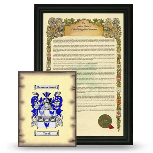 Tasell Framed History and Coat of Arms Print - Black