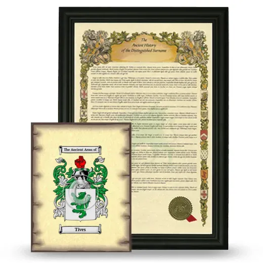 Tives Framed History and Coat of Arms Print - Black
