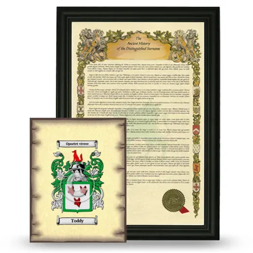 Toddy Framed History and Coat of Arms Print - Black