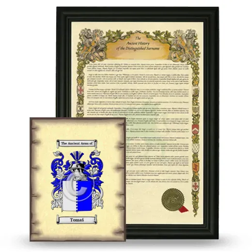 Tomaš Framed History and Coat of Arms Print - Black