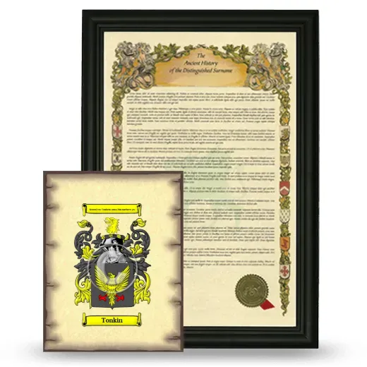 Tonkin Framed History and Coat of Arms Print - Black
