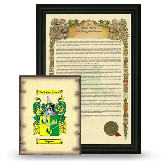 Topless Framed History and Coat of Arms Print - Black
