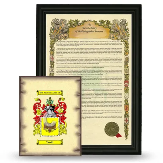 Troid Framed History and Coat of Arms Print - Black