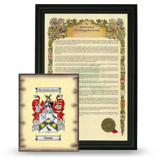 Urenas Framed History and Coat of Arms Print - Black