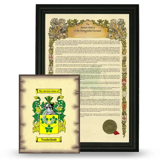Vanderlinde Framed History and Coat of Arms Print - Black
