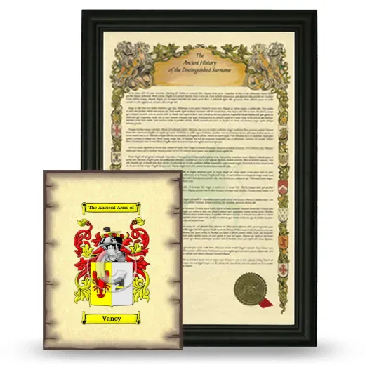 Vanoy Framed History and Coat of Arms Print - Black