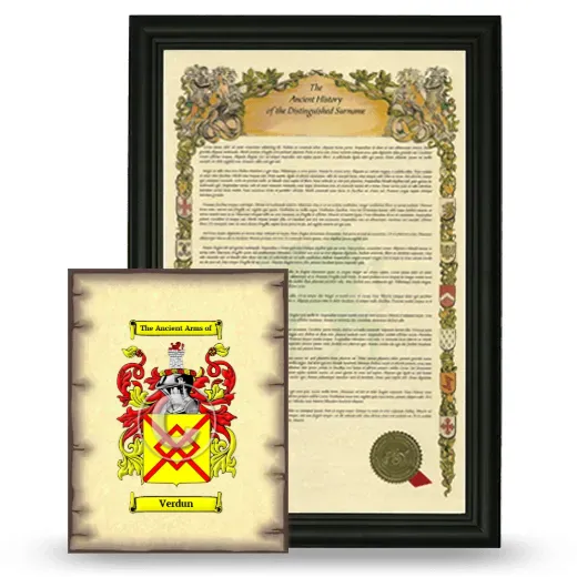 Verdun Framed History and Coat of Arms Print - Black