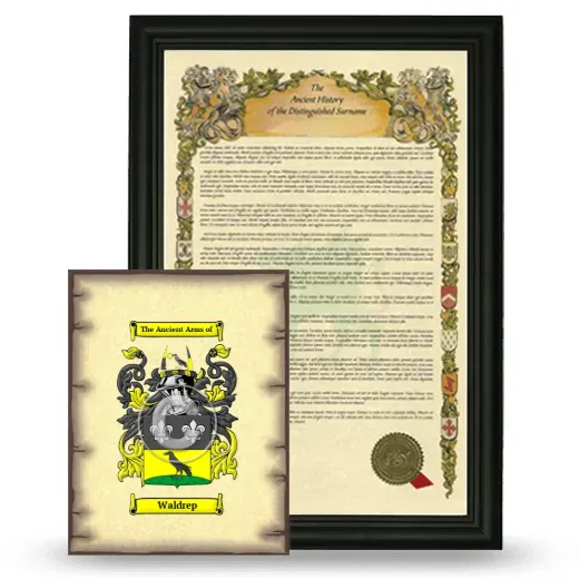 Waldrep Framed History and Coat of Arms Print - Black