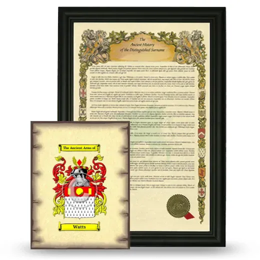Watts Framed History and Coat of Arms Print - Black