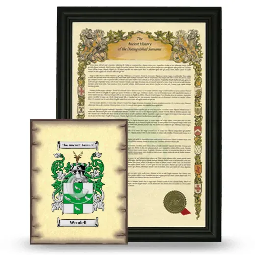 Wendell Framed History and Coat of Arms Print - Black