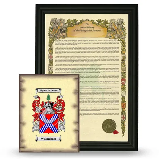 Willingham Framed History and Coat of Arms Print - Black