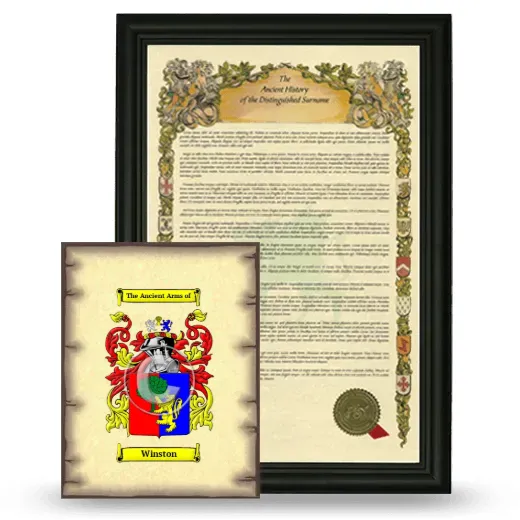 Winston Framed History and Coat of Arms Print - Black