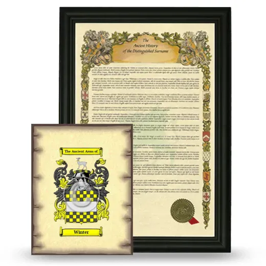 Winter Framed History and Coat of Arms Print - Black