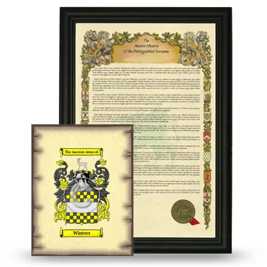 Winters Framed History and Coat of Arms Print - Black