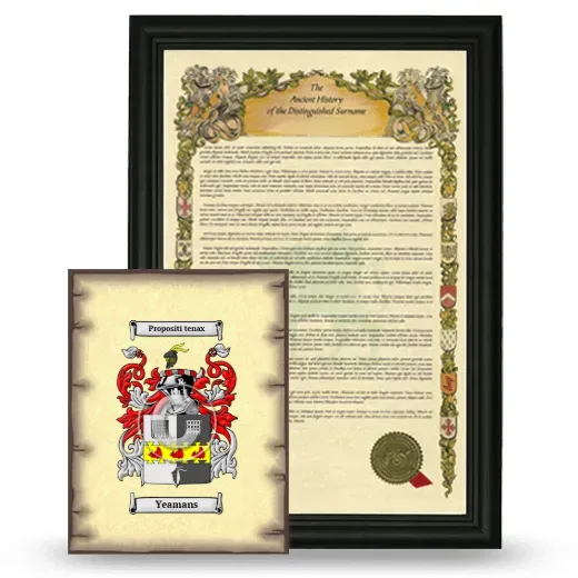 Yeamans Framed History and Coat of Arms Print - Black