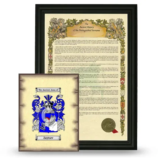 Zaytsev Framed History and Coat of Arms Print - Black