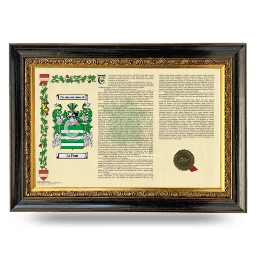 La Font Armorial Landscape Framed - Heirloom