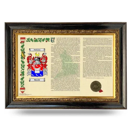Bourde Armorial Landscape Framed - Heirloom