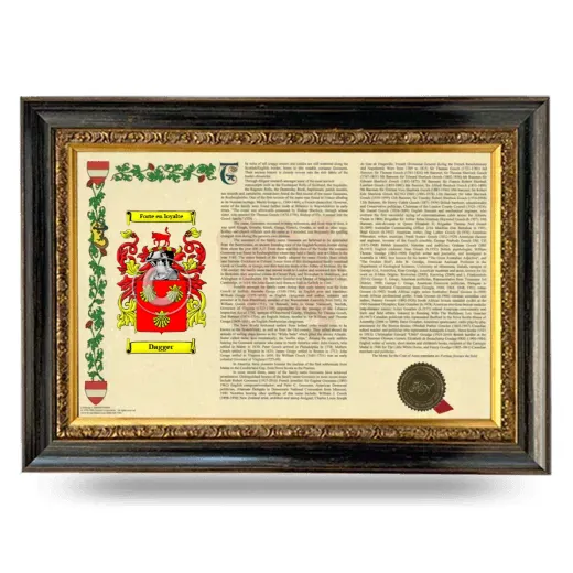 Dagger Armorial Landscape Framed - Heirloom