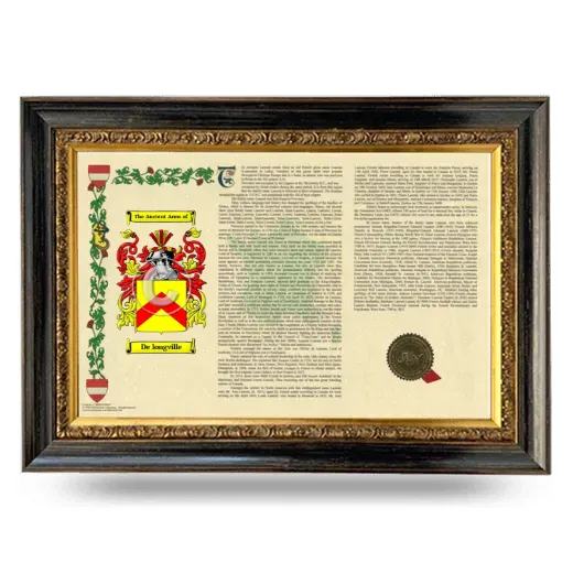De longville Armorial Landscape Framed - Heirloom