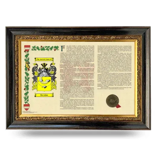 De vries Armorial Landscape Framed - Heirloom